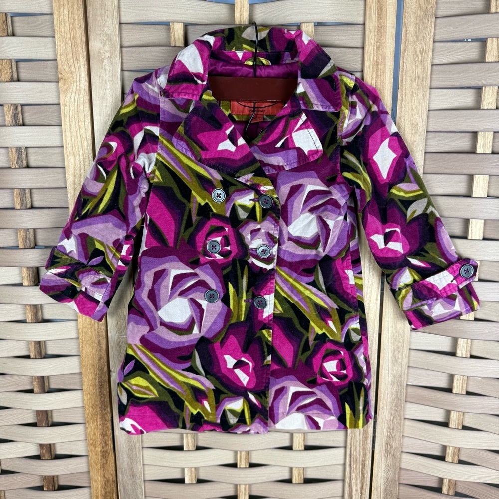 MISSONI x TARGET Geometric Floral Pattern Velvet Vintage Style Pea Coat
